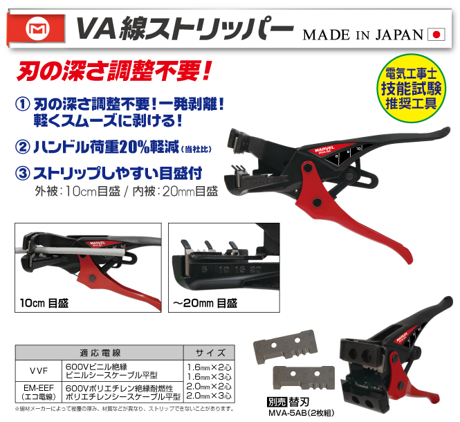 MVA-5AB VA線ストリッパー MVA-5A用 替刃｜電設工具のメーカー。（株 